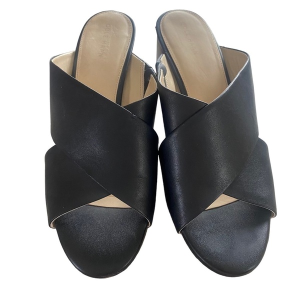 Cole Haan women’s leather block heel crisscross sandals black size 9B - Picture 2 of 15